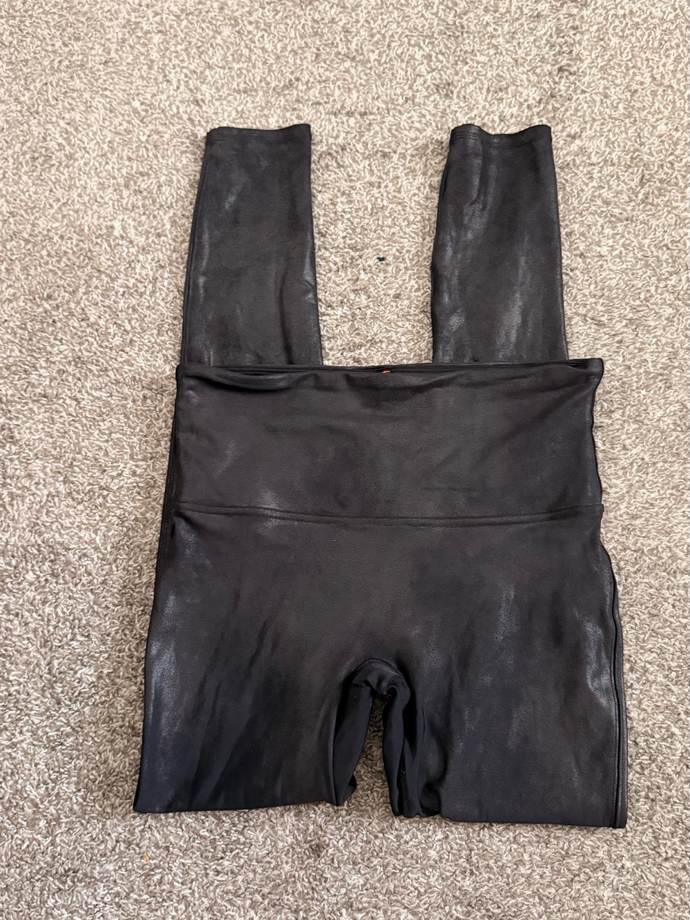 SPANX Faux Leather Leggings Black Size Large – High Rise 27” Inseam
